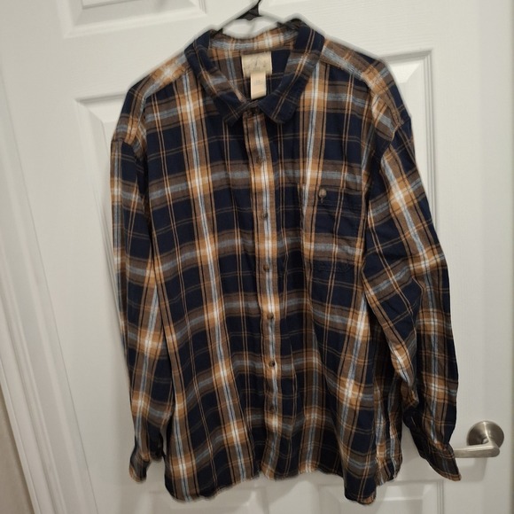Blue Mountain Size‎ 3XL Brown Black Plaid Pockets Western Button Up Shirt - Picture 1 of 9